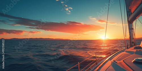 the yacht sails into the sunset Generative AI