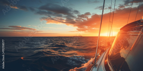 the yacht sails into the sunset Generative AI