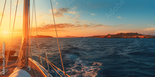 the yacht sails into the sunset Generative AI