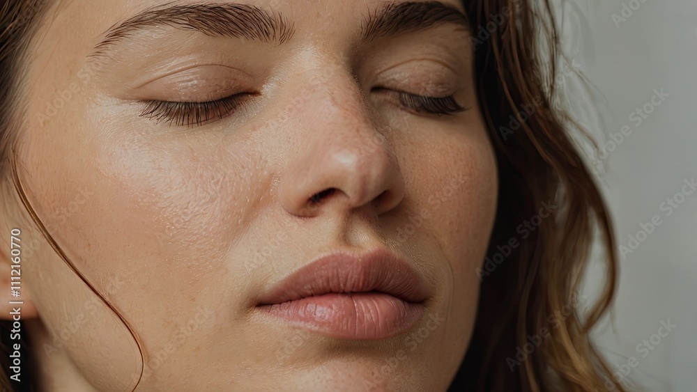 close up portrait of a woman squinting_eyes_closed