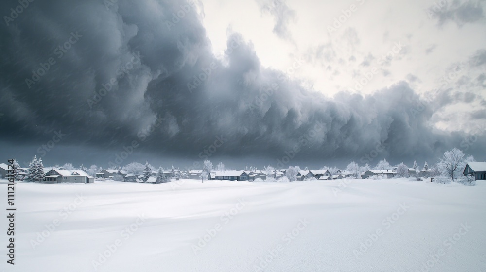 Harbinger of Winter Wrath - A Photorealistic View of a Snowstorm Approaching a Small Town Harbinger of Winter Wrath - A Photorealistic View of a Snowstorm Approaching a Small Town