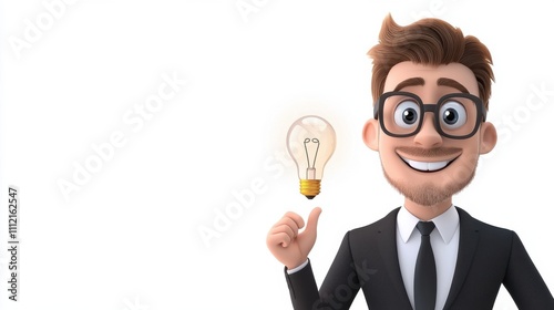 Businessman Holding Lit Light Bulb Idea Concept Business Innovation