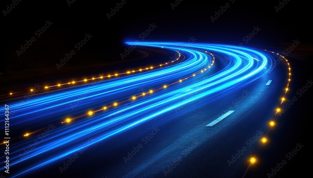 Fototapeta premium A long blue line with orange and red streaks