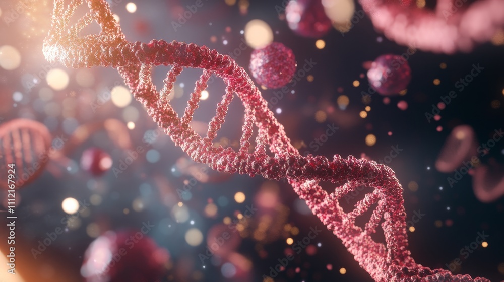Highly detailed rendering of human DNA structure, showcasing the intricate double helix design in vivid, glowing colors, base pairings clearly visible, with a backdrop of abstract quantum particles Highly detailed rendering of human DNA structure, showcasing the intricate double helix design in vivid, glowing colors, base pairings clearly visible, with a backdrop of abstract quantum particles