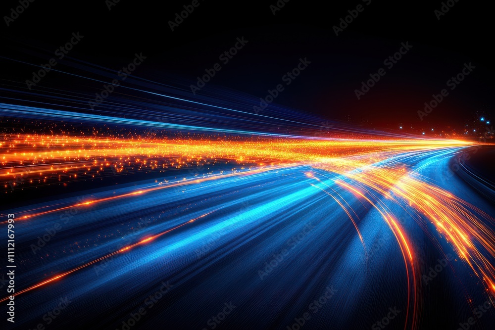 A colorful, swirling line of light with a red and orange stripe A colorful, swirling line of light with a red and orange stripe