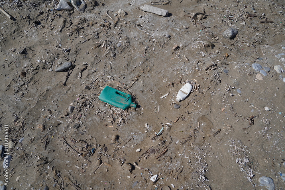 Fototapeta premium trash and pollution on a beach