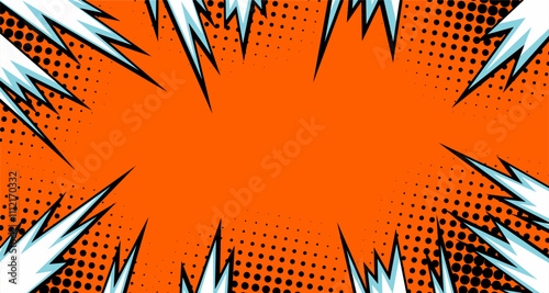 Comic pop art energetic thunder burst background
