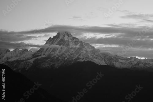 Close up of Machapuchare in the Annapurna's, Nepal