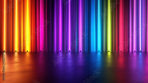 Glowing Panoramic Background with Illuminated Strips