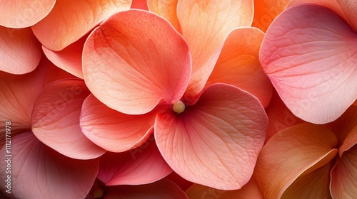 Coral Hydrangea Petals Close Up Macro Shot