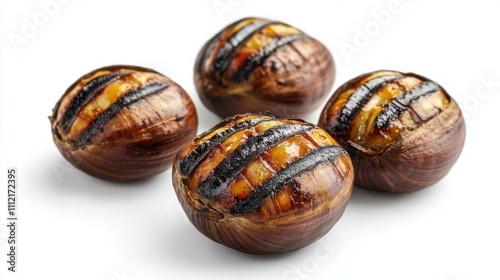 Grilled chestnuts isolated on white background