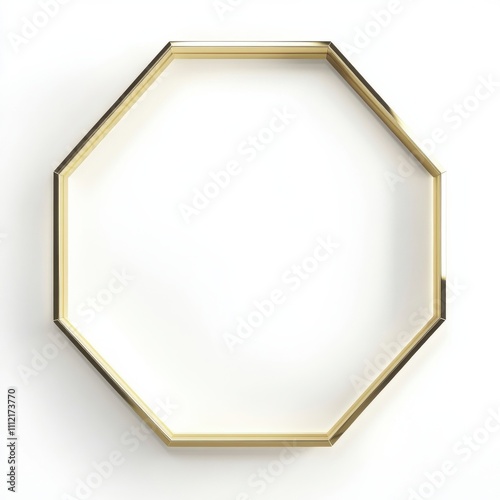 Elegant gold-framed octagon shape with a minimalistic design, perfect for displaying art or décor items.