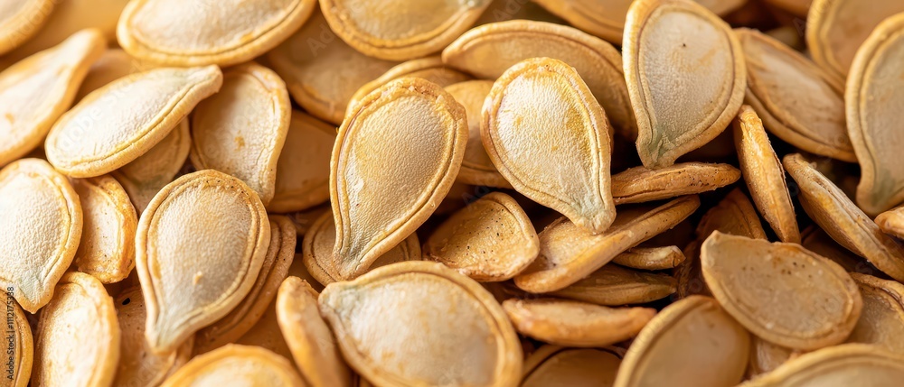 Golden roasted pumpkin seeds in macro photography. Golden roasted pumpkin seeds in macro photography.