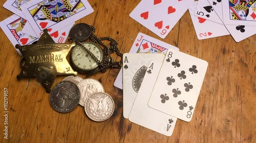 Dead man's hand . Aces and two Eights, named after Wild Bill Hickok who was killed with it in 1876