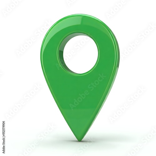 Glossy green 3D Map Pin Render with Faint Map Lines, 3d pin domain marker isolated on white