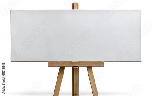 Wallpaper Mural A hyperrealistic and super-detailed stock photo of a white blank canvas on a polished wooden easel, set against a seamless white background Torontodigital.ca