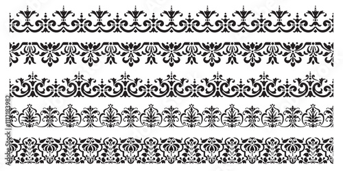 Set of decorative seamless ornamental border - Vector modular
