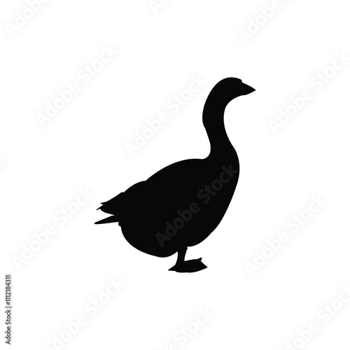 Goose vector silhouette isolated on white background. Black vector of a goose.