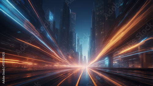 Sleek Modern Metropolis Depicting Speed, Technology, and Dynamic Progress