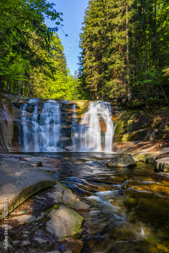 Waterfall Mumlava near Harachov, Giant Mountains (Krkonose), Eastern Bohemia, Czech Republic