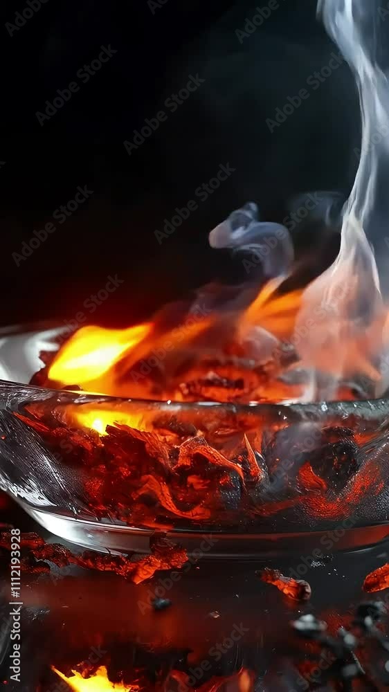 Intense Flames with Glowing Embers and Rising Smoke Intense Flames with Glowing Embers and Rising Smoke