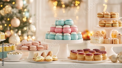 Wallpaper Mural A large chocolate cake topped with festive  A holiday dessert spread with mini cheesece A holiday buffet table filled with appetize Torontodigital.ca