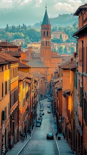 Bologna, beautiful view of the historical center,