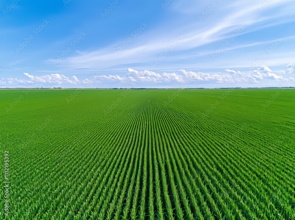 Fototapeta premium Agricultural landscape, arable crop field. Arable land refers to the area used for temporary agricultural crops that can be ploughed and cultivated.