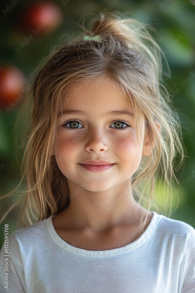 Portrait of smiling little girl with blond hair and green eyes showing happiness Portrait of smiling little girl with blond hair and green eyes showing happiness