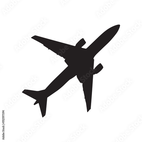 silhouette vector biman in white background