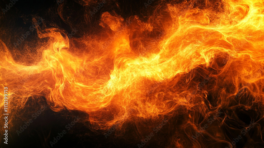 Fiery flames isolated on a black background Fiery flames isolated on a black background