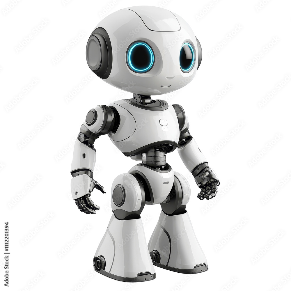 Friendly modern robot, isolated on a white background Friendly modern robot, isolated on a white background