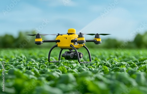 Wallpaper Mural In modern agriculture, industrial drones soar above green fields, applying pesticides to enhance crop yields and eradicate harmful pests. Torontodigital.ca