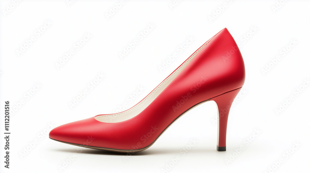 Elegant red high heel shoe with sleek design and pointed toe. Perfect for formal occasions and stylish outfits. Elegant red high heel shoe with sleek design and pointed toe. Perfect for formal occasions and stylish outfits.