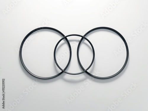 Wallpaper Mural Geometric arrangement of three perfect circles with glowing edges in a futuristic design Torontodigital.ca