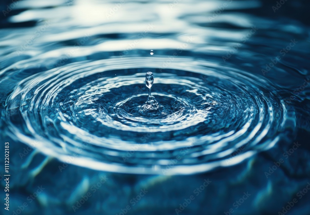 Tranquil Water Surface with Droplet Creating Ripples in a Calm Blue Environment Reflecting Serene Nature and Peaceful Atmosphere for Relaxation and Meditative Experiences Tranquil Water Surface with Droplet Creating Ripples in a Calm Blue Environment Reflecting Serene Nature and Peaceful Atmosphere for Relaxation and Meditative Experiences
