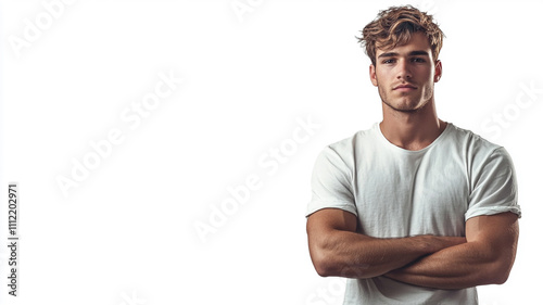 a confident young man isolated on a white background