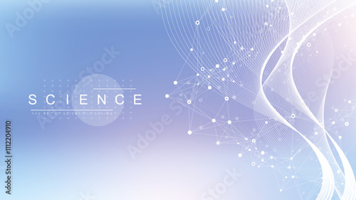 Molecular abstract structure background. Scientific vector illustration with molecule DNA. Medical, science and technology concept for banner template or header