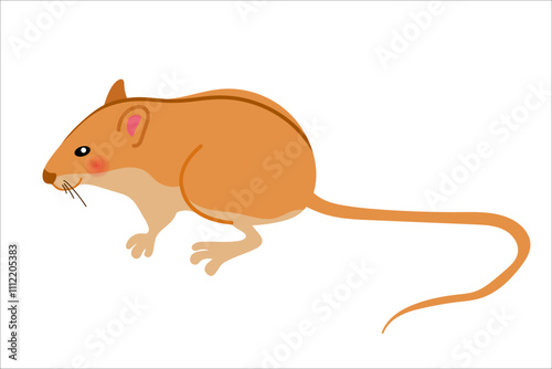 Steppe mouse, cute rodent. Vector simple color flat illustration.