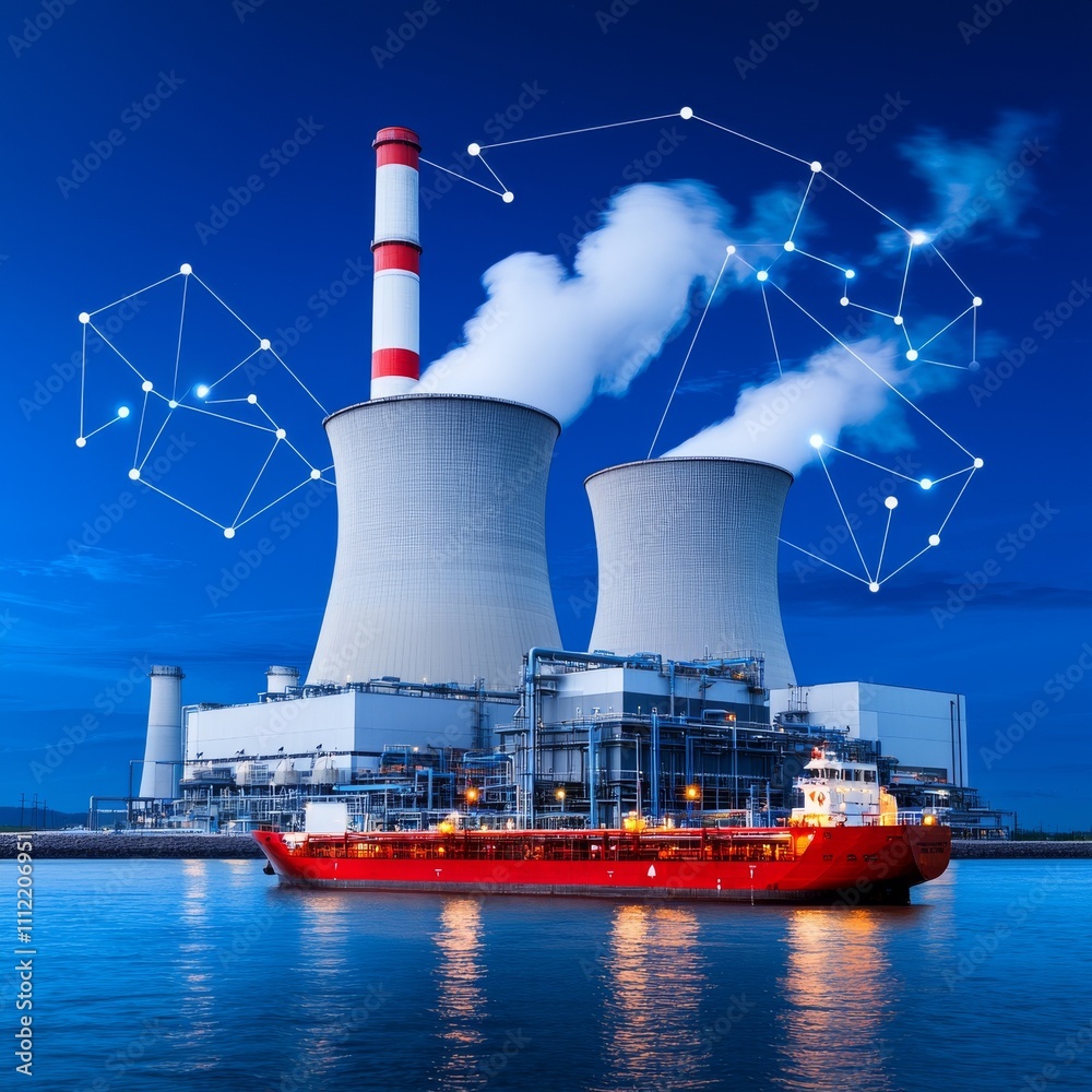 Obraz premium The AI nuclear energy sector is driving innovation, which is a positive and disruptive smart grid technology.