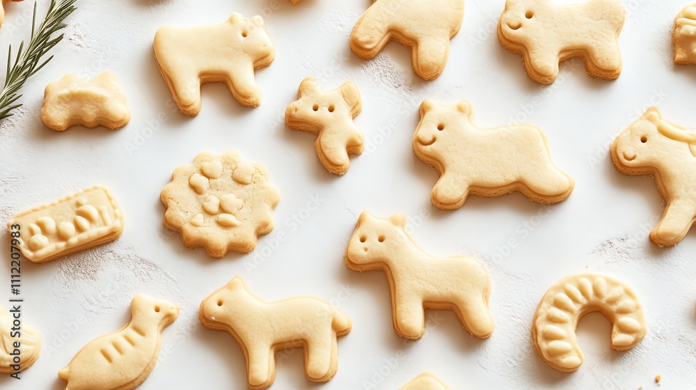 A flatlay of various unbaked cookie dough shapes, including round, star, and flower shapes. A flatlay of various unbaked cookie dough shapes, including round, star, and flower shapes.