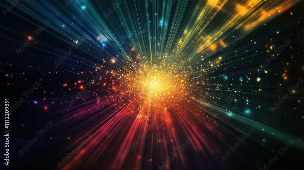 abstract dark background of light with stripes of colourful rays moving from the center abstract dark background of light with stripes of colourful rays moving from the center
