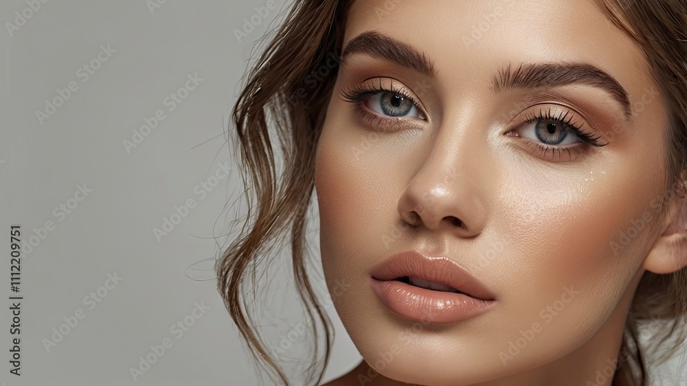 closeup_beautiful_woman_with_makeup_and_bare closeup_beautiful_woman_with_makeup_and_bare