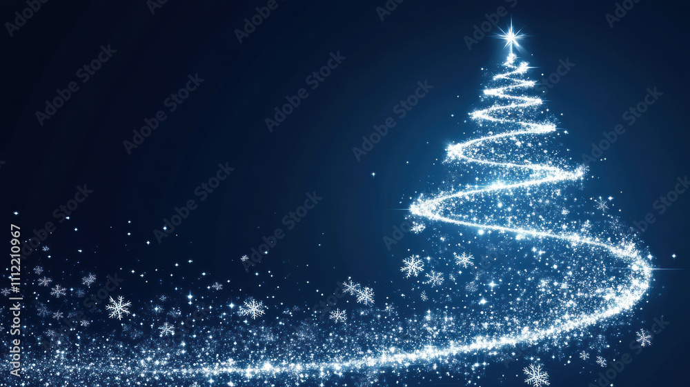 Festive tree with glowing light waves Festive tree with glowing light waves