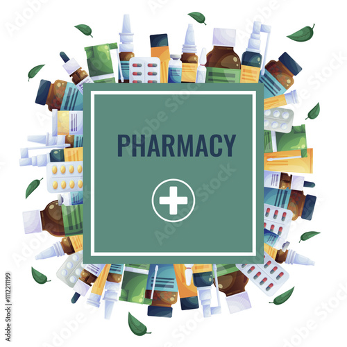 Banner design for medicines and medicines. Template for a poster, flyer, web page. Vector illustration. 