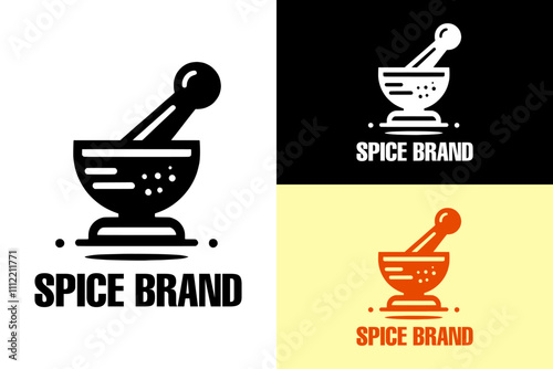 mortar and pestle vector, herb, spice brand logo, food, remedies, cook, kitchen
