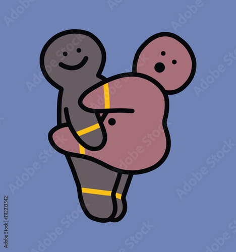 Two teddy bear cartoon line art vector design