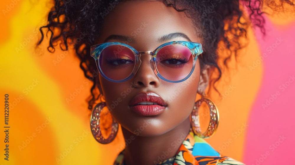 custom made wallpaper toronto digitalYoung Woman Wearing Colorful Glasses And Earrings