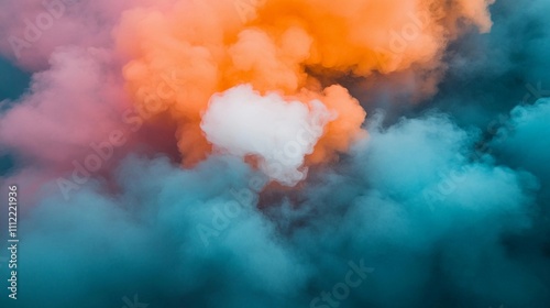 Colorful smoke swirls fill the air in vibrant hues during an artistic display