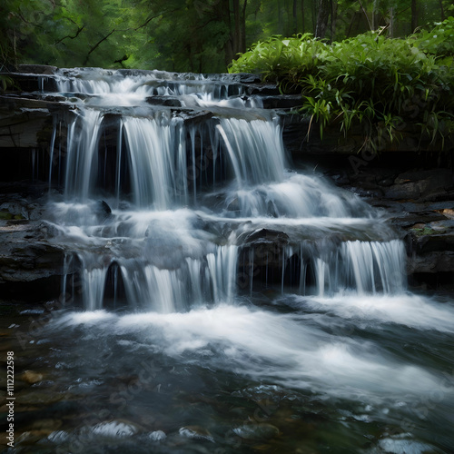 The Art of Water Falling Where Liquid Grace Dances Over Rocks and Stones Capturing the Serenity of Flowing Water's Embrace